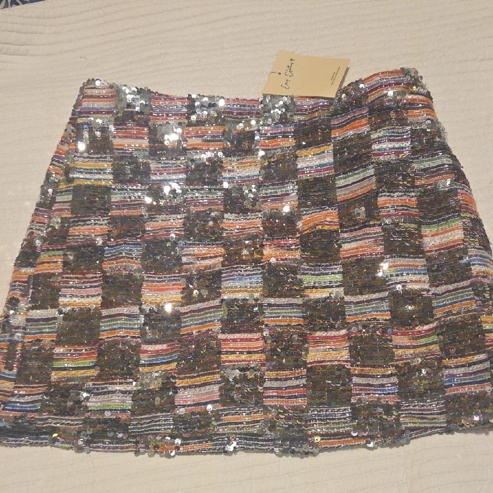 Easy Clothes Size M Multicolor Sequin Mini Skirt